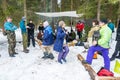 Funny, provocative dance during the feast of Maslenitsa farewell